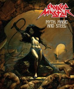 SAVAGE MASTER Myth, Magic, And Steel LP DRAGON'S BREATH, 1/2 Orange Crush, 1/2 Piss Yellow w/ Red Splatter VINYL